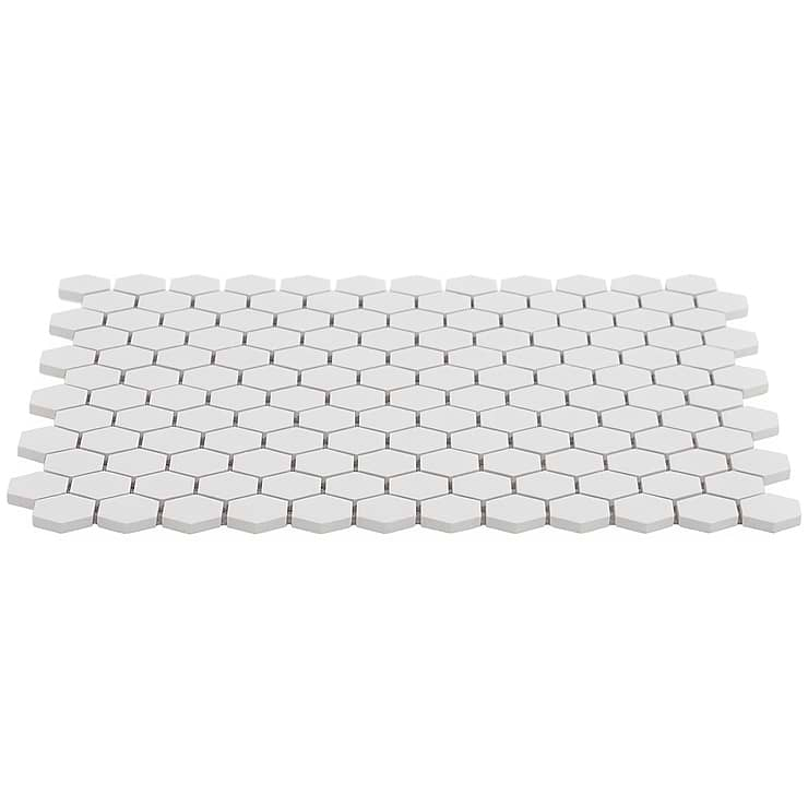 Level White 1" Hexagon Matte Porcelain Mosaic Tile