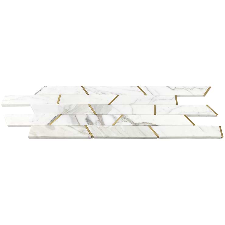 Matrix Trapezoid Marble and Brass Tile