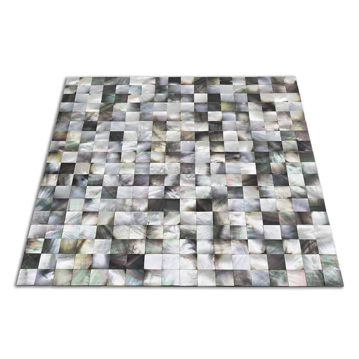 Serene Deep Sea Black Square Pearl Tile