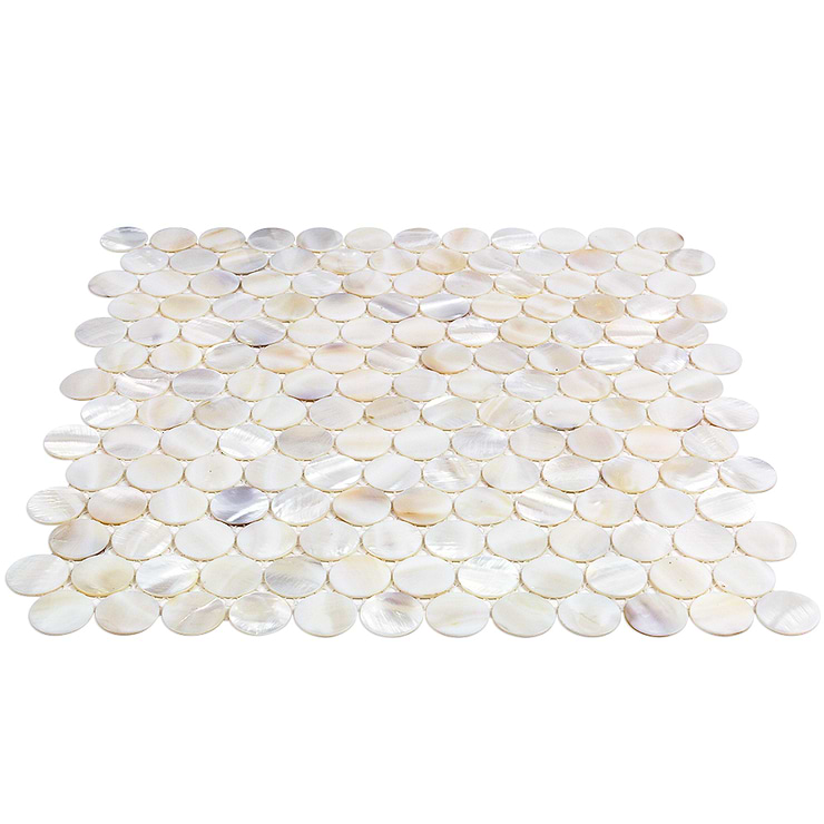 Oyster White Pearl Penny Round Tile