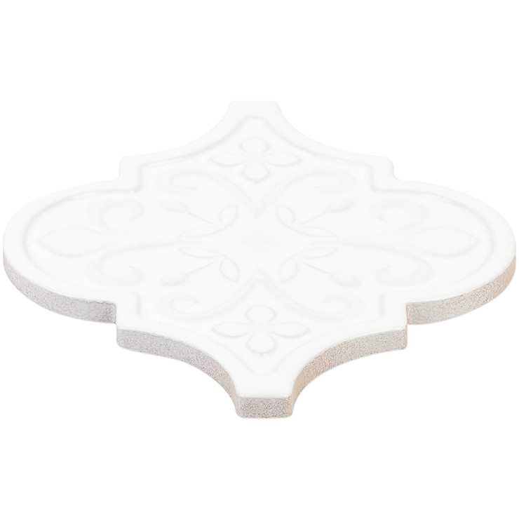 Byzantine Florid Arabesque Bianco Ceramic Wall Tile