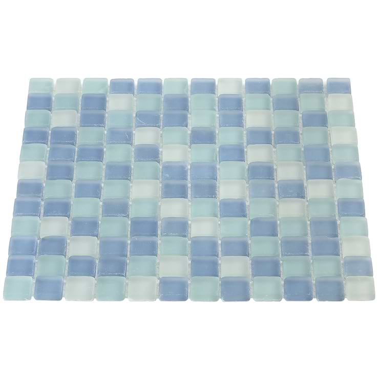 Coastal Seaside Squares Beached Frosted Glass Tile