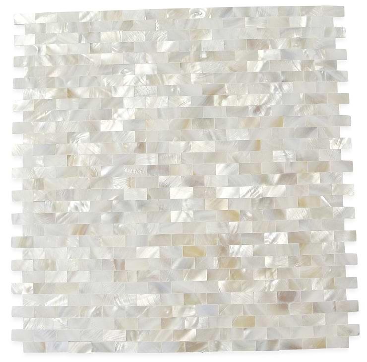 Serene White 1/2x1 Bricks Seamless Pearl Polished Mosaic Tile