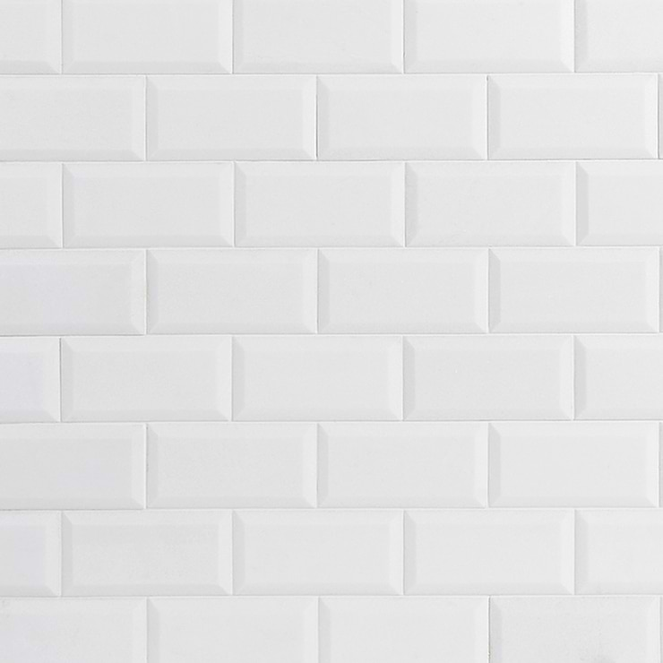 White Thassos 3x6 Beveled Polished Marble Subway Tile