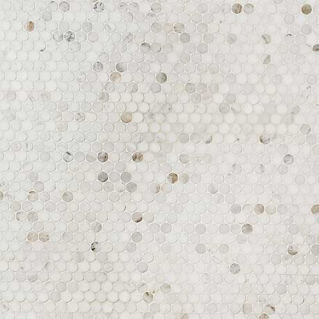 Alaska White 3/4" Penny round Polished Mosaic Tile