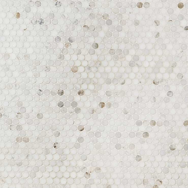 Alaska White 3/4" Penny round Polished Mosaic Tile