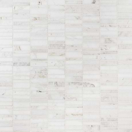 Alaska White Waterfall Polished Marble Bricks Mosaic Tile