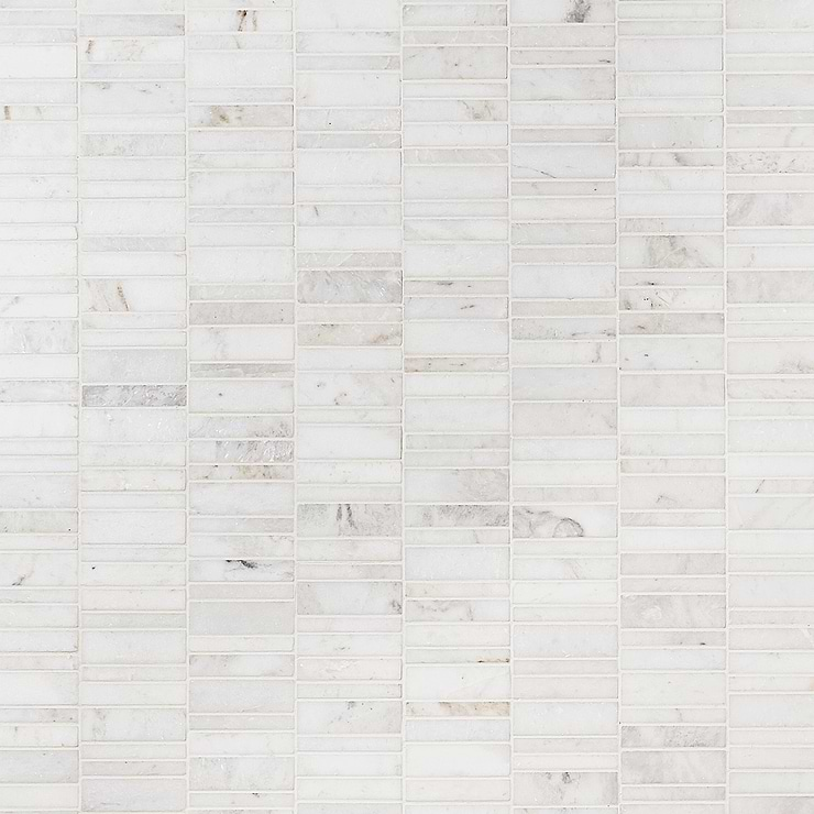 Alaska White Waterfall Polished Marble Mosaic Tile