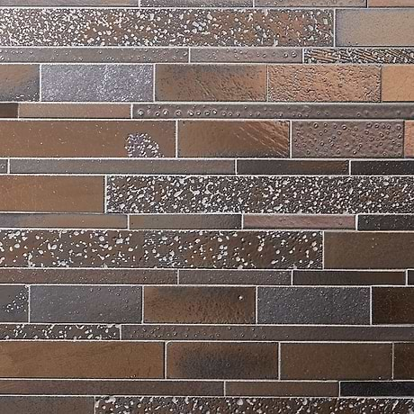 Magma Ledger Bronze Polished Lava Stone Mosaic Tile