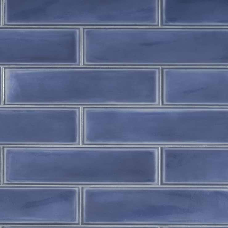 Stacy Garcia ArtBlock Denim Blue 4x16 Glossy Porcelain Tile