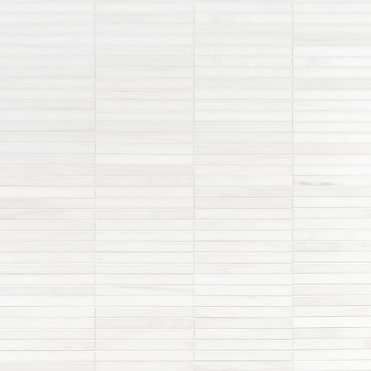 Bianco Dolomite White 1x6 Stacked Premium Honed Marble Mosaic Tile