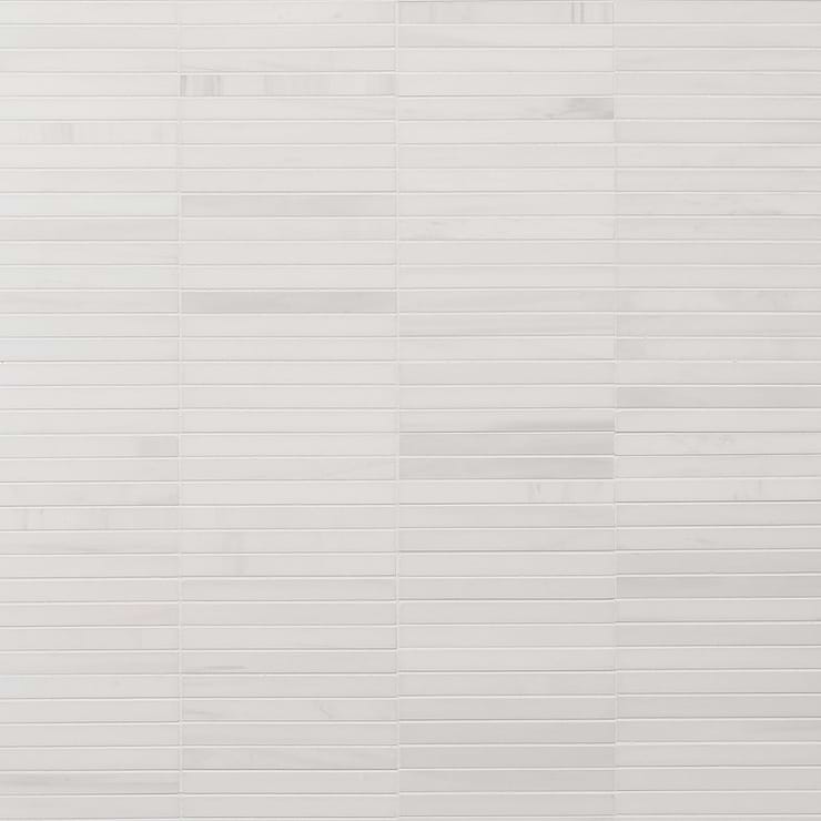 Bianco Dolomite White 1x6 Stacked Premium Polished Marble Mosaic Tile