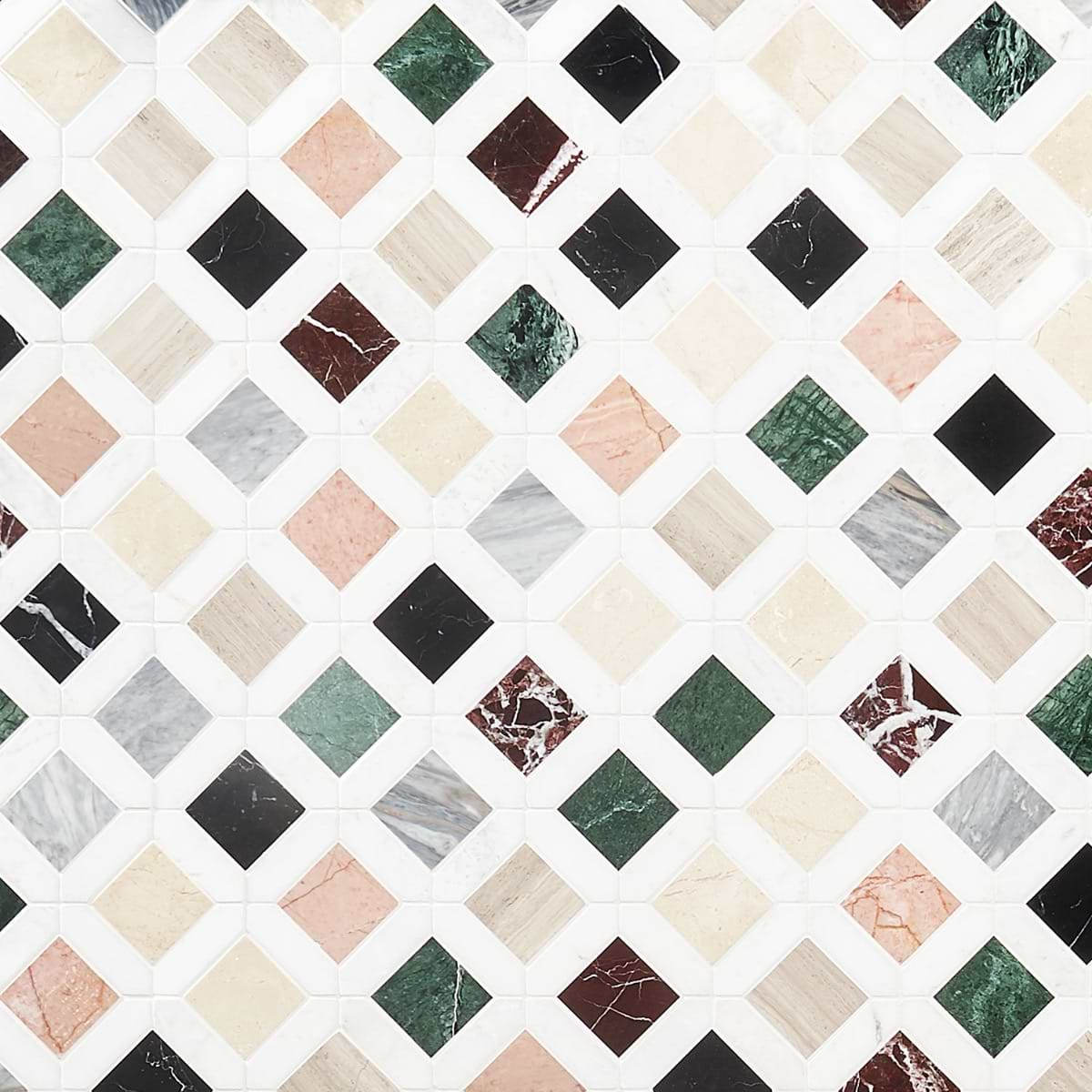 Nola Multicolor 2x2 Polished Marble Mosaic Tile