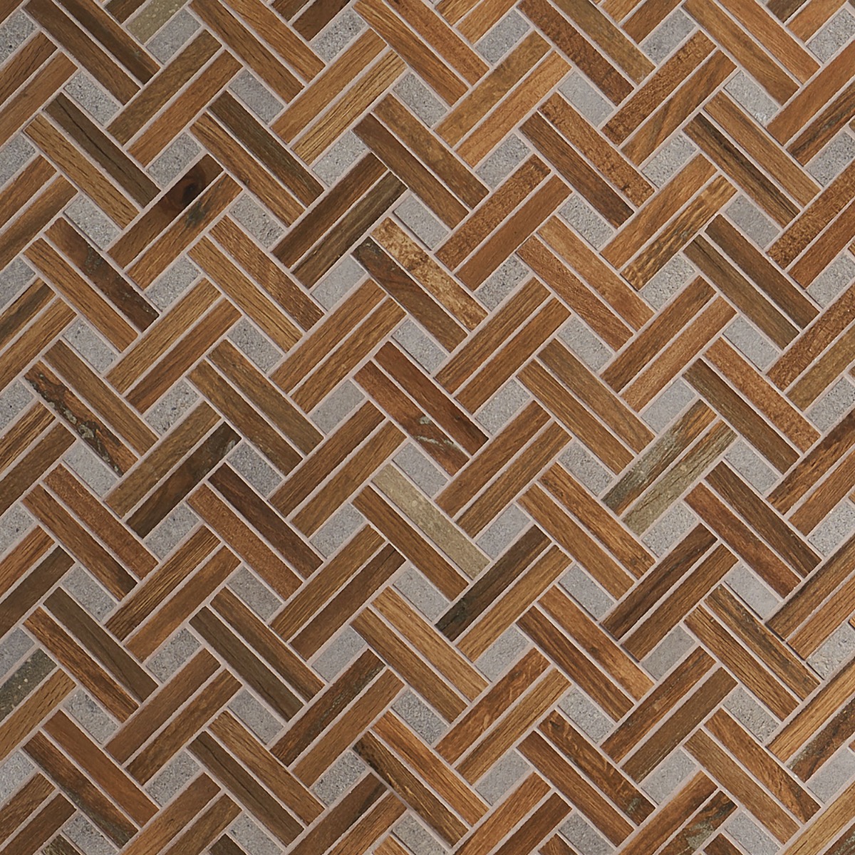 Eternal Basketweave Herringbone Oak Matte Porcelain Wood Look Mosaic Tile