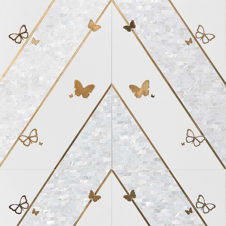 Timeless Butterflies Perla Brass 12x18 Polished Tile By Elizabeth Sutton