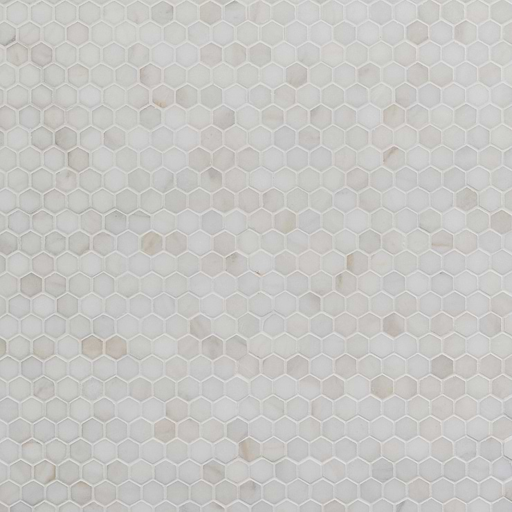 White Jade 1" Hexagon Polished Marble Tile