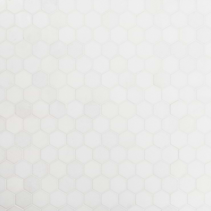 White Thassos 2" Hexagon Marble Polished Mosaic Tile