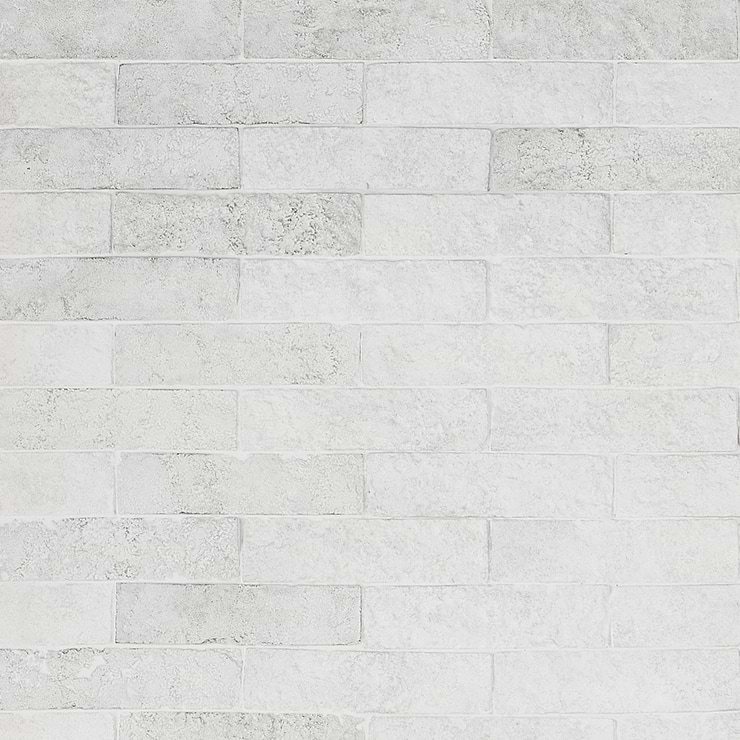 Easton Mesa Natural White 2x8 Handmade Glazed Clay Brick Textured Subway Tile