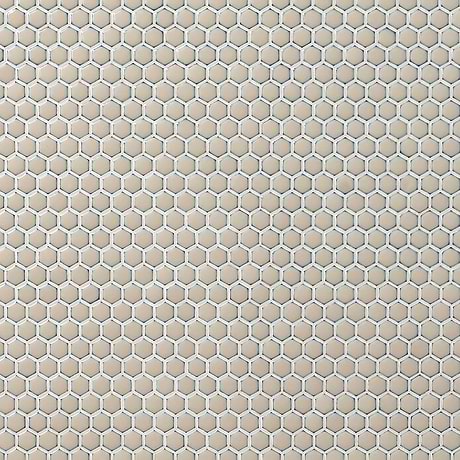 Eden Latte Beige Rimmed 1" Hexagon Polished Porcelain Mosaic