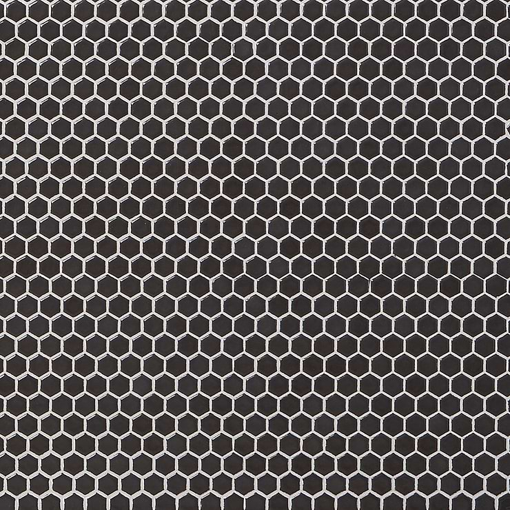 Eden Pavement Gray Rimmed 1" Hexagon Polished Porcelain Mosaic