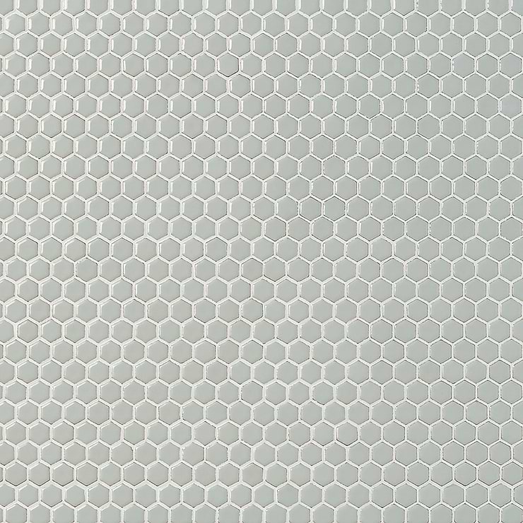 Eden Antiguan Sky Gray Rimmed 1" Hexagon Polished Porcelain Mosaic