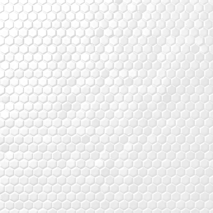 Eden White 1" Hexagon Polished Porcelain Mosaic Tile