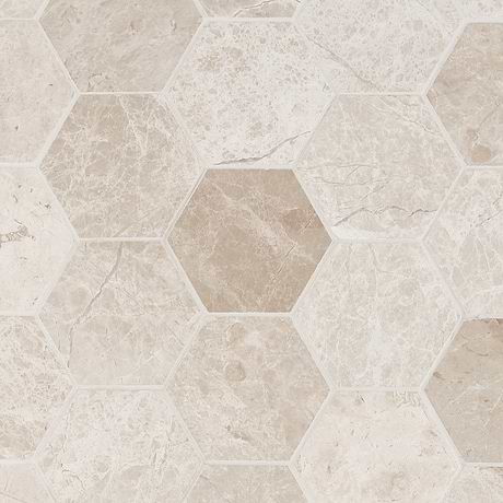 Cream Misto 3" Honed Marble Hexagon Mosaic