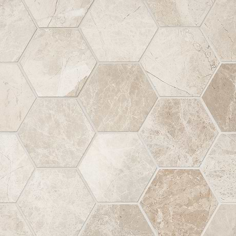 Cream Misto 3" Polished Marble Hexagon Mosaic