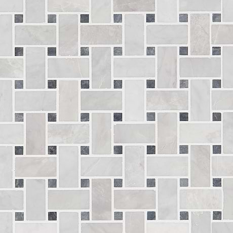 Ice Gray 1x2 Honed Marble Basketweave Mosaic