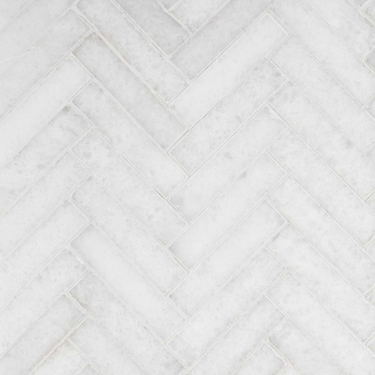 Snow White 1x4 Herringbone Honed Marble Mosaic