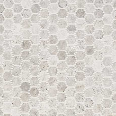 Tundra Gray 1 Honed Hexagon Limestone Mosaic