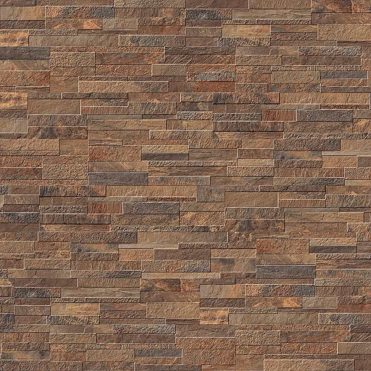 Rugged Stacked Slate Multi Light 6x24 Matte Porcelain Ledger Stone Veneer