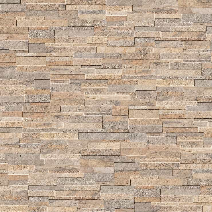 Rugged Stacked Quartzite Sand 6x24 Matte Porcelain Ledger Stone Veneer