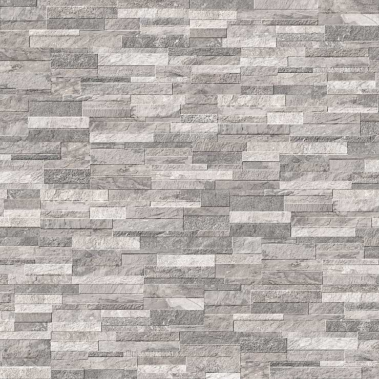 Rugged Stacked Quartzite Silver 6x24 Matte Porcelain Ledger Stone Veneer