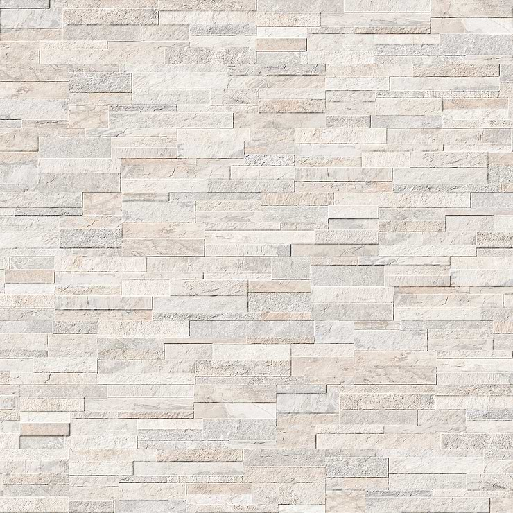 Rugged Stacked Quartzite White 6x24 Matte Porcelain Ledger Stone Veneer