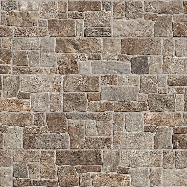 Rugged Tumbled Mix Gray 6x24 Matte Porcelain Ledger Stone Veneer