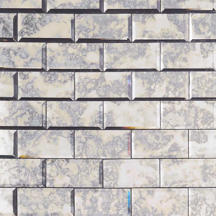 Vilna Argenta Gray 3x6 Beveled Polished Antique Mirror Subway Tile