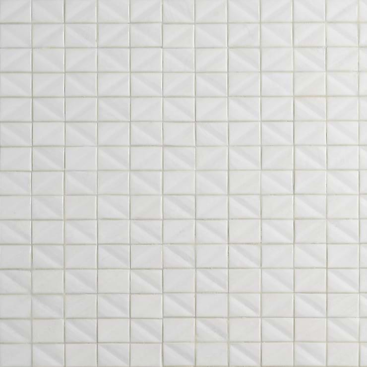 Ohana Prelude Satin 1x2" White Polished Glass Mosaic Tile