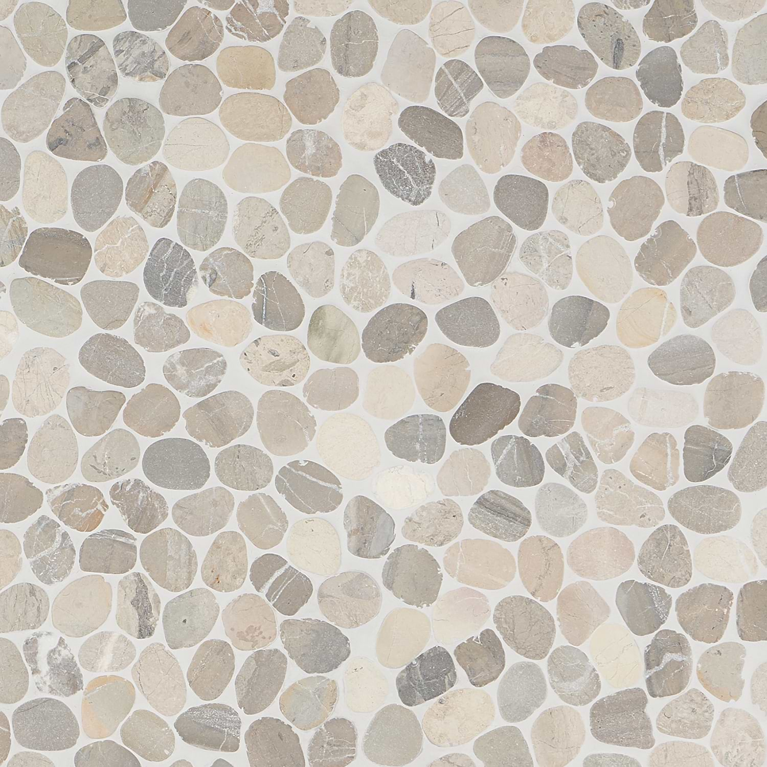 Nature Round Pram Gray Pebble Honed Mosaic Tile