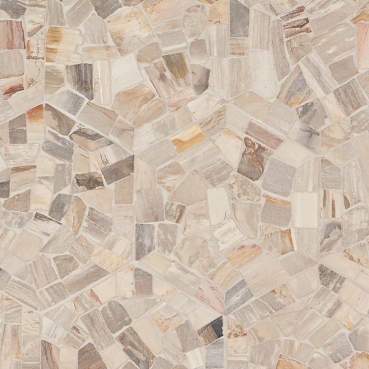 Fossil 10" Hexagon Petrified Stone Mosaic