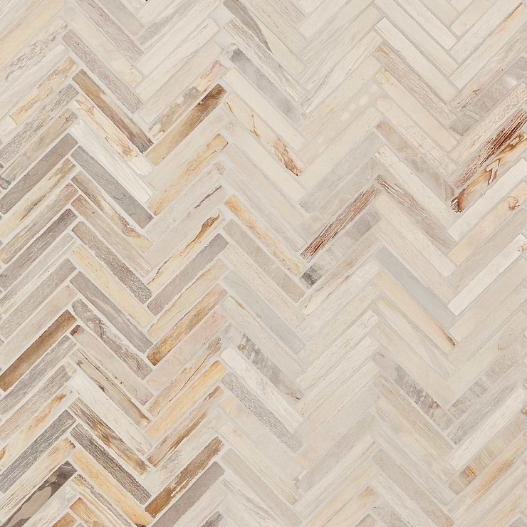 Fossil Herringbone Petrified Stone Mosaic