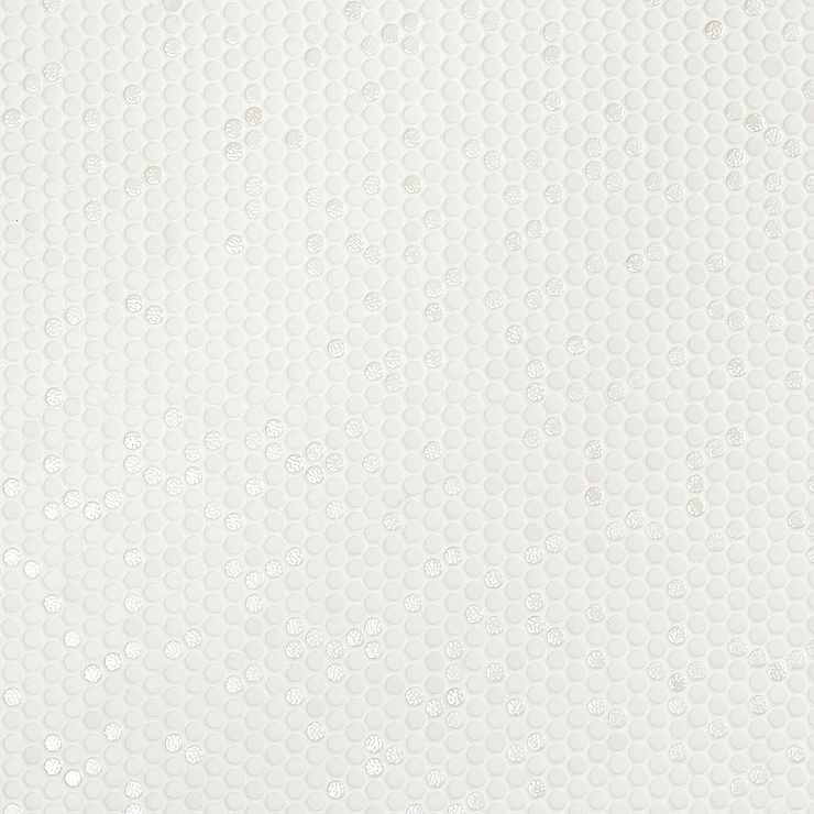 Zoe Bianco 1/2" Circle Frosted and Polished Glass Mosaic Tile