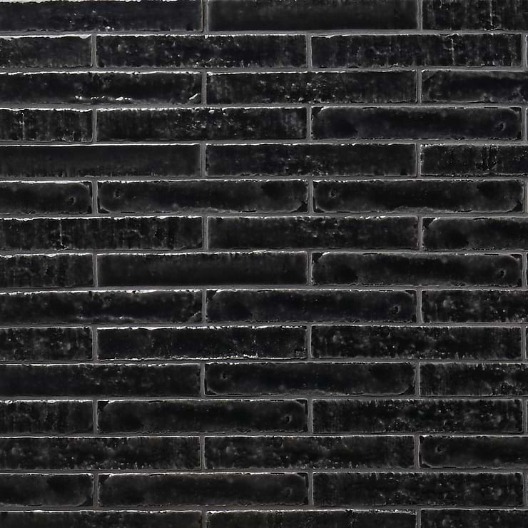 Wabi Sabi Coal Black 1.5x9 Glossy Ceramic Tile