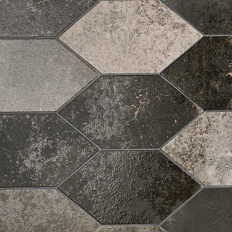 Adorno Hexagon Magma Mixed Gray 7x13 Semi-Polished Porcelain Tile