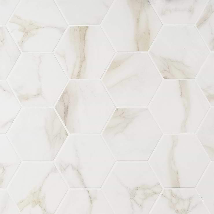 Amalfi Calacatta 6” Hexagon Matte Porcelain Tile