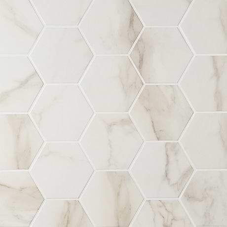 Amalfi Calacatta 6” Hexagon Polished Porcelain Tile