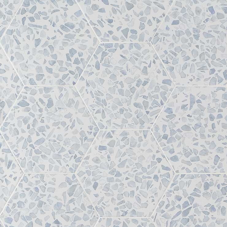 Terrazzo Hex Blue 9" Terrazzo Look Matte Porcelain Tile