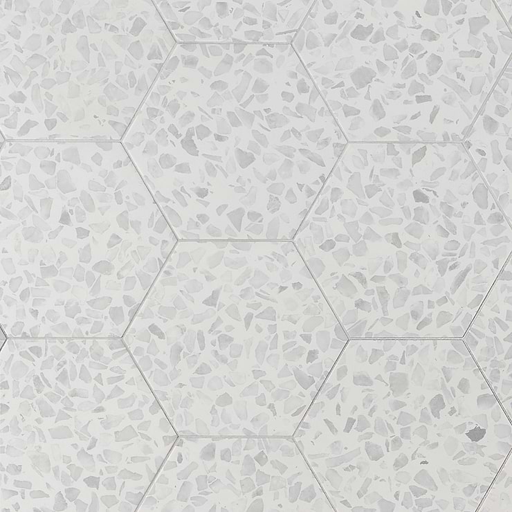 Terrazzo Hex Gray 9" Terrazzo Look Matte Porcelain Tile