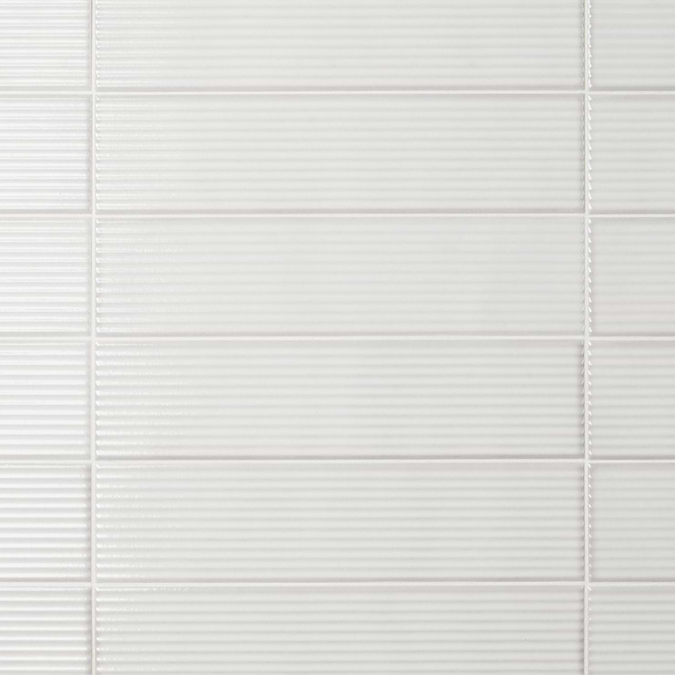 Stacy Garcia ArtBlock Bianco White 4x16 Fluted Glossy Porcelain Tile