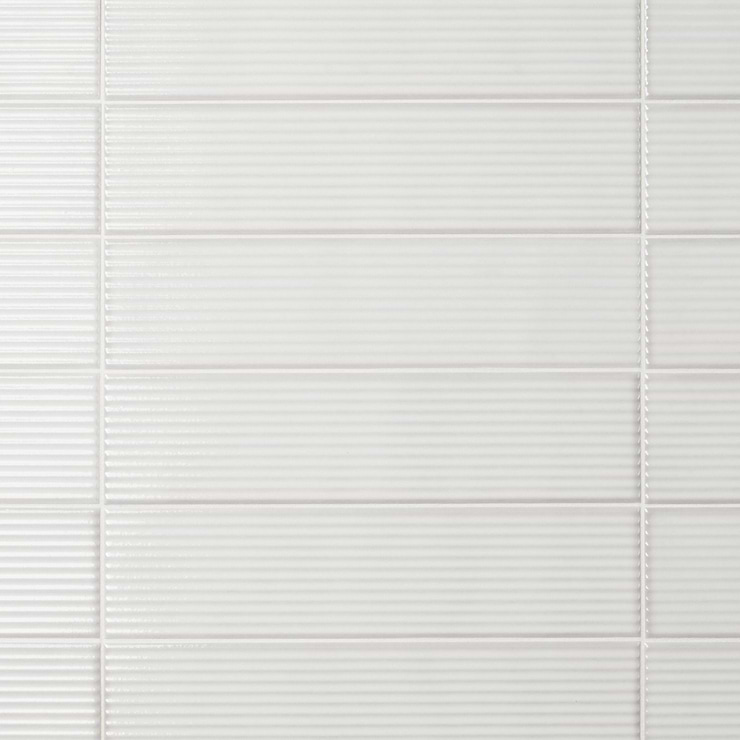 Stacy Garcia ArtBlock Bianco White 4x16 Fluted Glossy Porcelain Tile